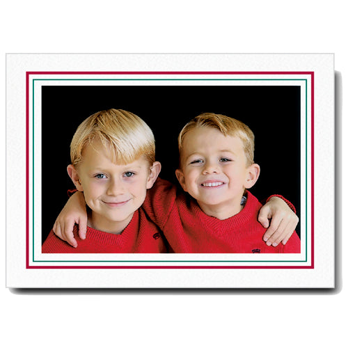 1224SC-A - Bright White, Scarlet Red & Amazon Green Border, Horizontal, set of 10 cards