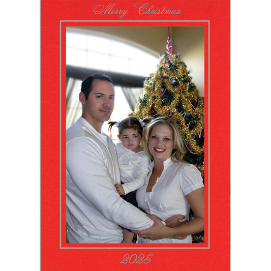 1450 - Red Pepper Linen, Merry Christmas 2025, Vertical, Set of 10 cards