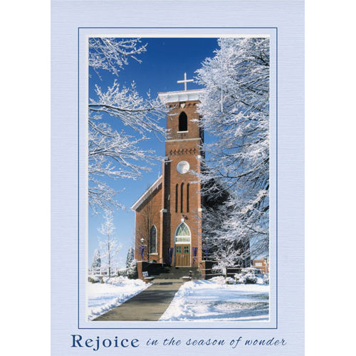 1547 - Baby Blue Linen, Rejoice in the season..., Vertical, Set of 10 cards (DISCONTINUED)