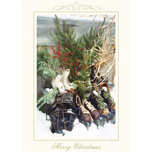 1549 - Snow White Linen, Merry Christmas, Vertical, Set of 10 cards