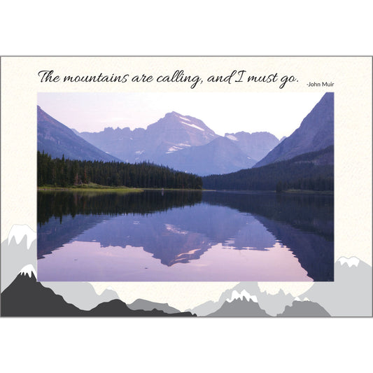 1605 - Bright White, Mountain Border, Horizontal, set of 10 cards