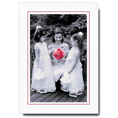 503SC - Bright White, Scarlet Red Border, Vertical, set of 10 cards