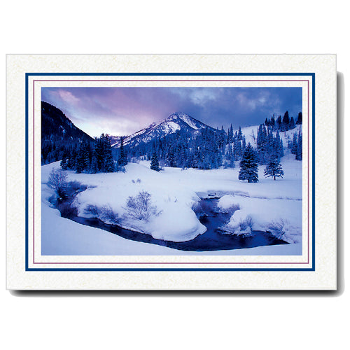 756M-R - Natural, Midnight Blue & Dusty Rose Border, Horizontal, set of 10 cards