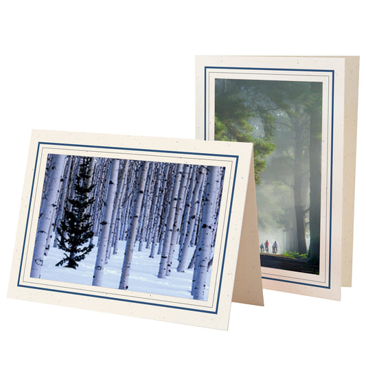 1132M-G - Natural, Midnight Blue & Granite Border, Blank Back, set of 10 cards