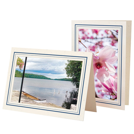 1132M-M - Natural, Midnight Blue & Midnight Blue Border, Blank Back, set of 10 cards