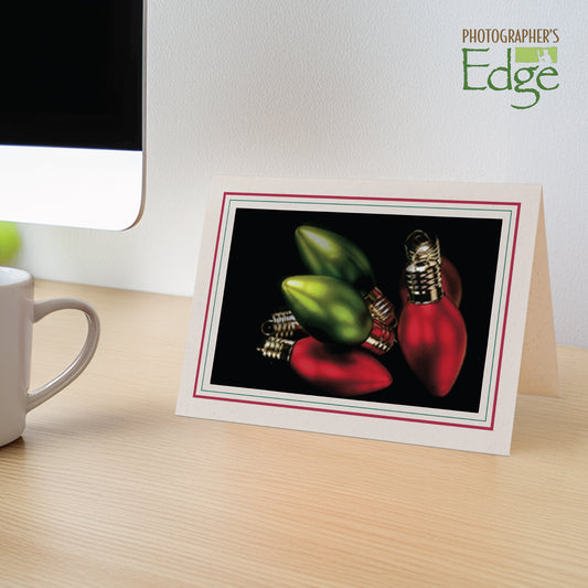 1132SC-A - Natural, Scarlet Red & Amazon Green Border, Blank Back, set of 10 cards