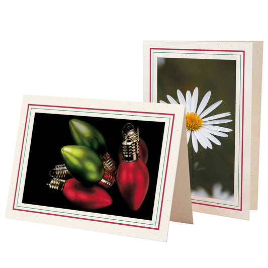 1132SC-A - Natural, Scarlet Red & Amazon Green Border, Blank Back, set of 10 cards