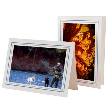 1226B-S - Bright White, Blue Mist & Sandstone Border, Blank Back, set of 10 cards