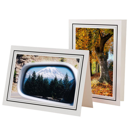 1226BK-G - Bright White, Raven Black & Granite Border, Blank Back, set of 10 cards