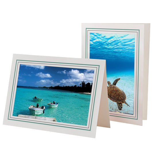 1226J-BK - Bright White, Jade Slate & Raven Black Border, Blank Back, set of 10 cards