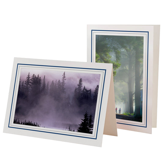 1226M-G - Bright White, Midnight Blue & Granite Border, Blank Back, set of 10 cards