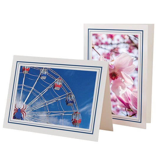 1226M-M - Bright White, Midnight Blue & Midnight Blue, Blank Back, set of 10 cards