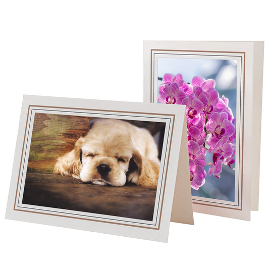 1226S-BK - Bright White, Sandstone & Raven Black Border, Blank Back, set of 10 cards