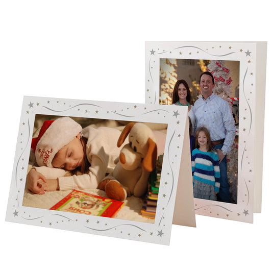 1288 - Bright White,Silver & Gold Star Border, Blank Back, set of 10 cards