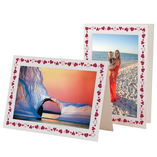 1415 - Bright White, Heart Border, Blank Back, set of 10 cards