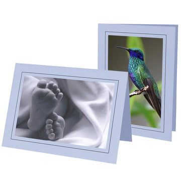 1420 - Baby Blue Premium Linen, Raven Black Border, Blank Back, set of 10 cards