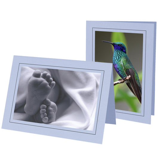 1420 - Baby Blue Premium Linen, Raven Black Border, Blank Back, set of 10 cards
