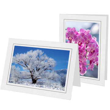 1423 - Snow White Premium Linen, Raven Black Border, Blank Back, set of 10 cards