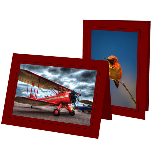 1427 - Red Pepper Premium Linen, Raven Black Border, Blank Back, set of 10 cards