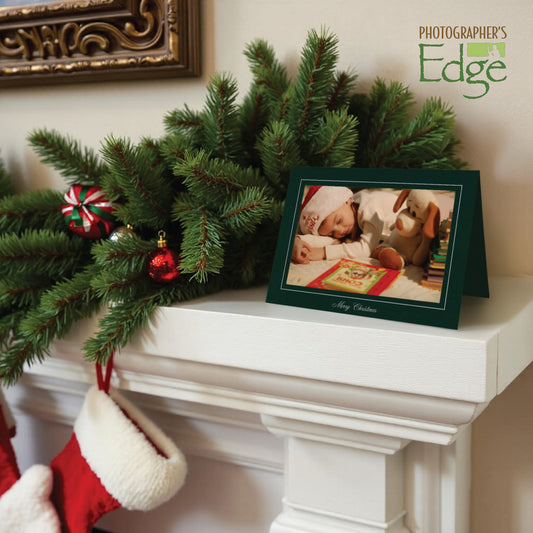 1447 - Pine Premium Linen, Merry Christmas, Horizontal, Set of 10 cards