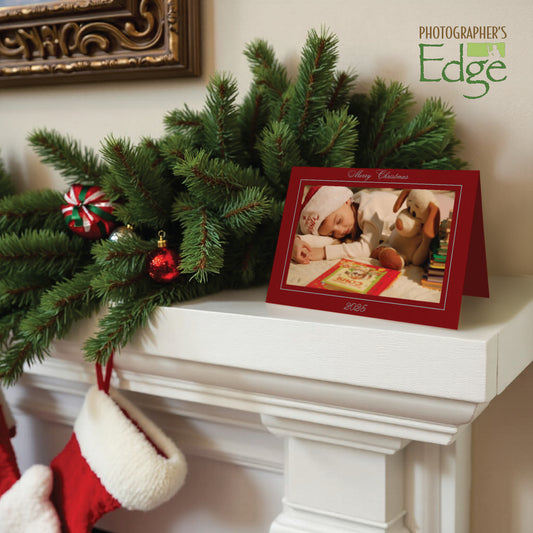 1449 - Red Pepper Linen, Merry Christmas 2025, Horizontal, Set of 10 cards