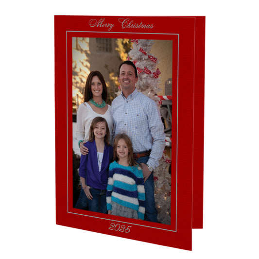 1450 - Red Pepper Linen, Merry Christmas 2025, Vertical, Set of 10 cards