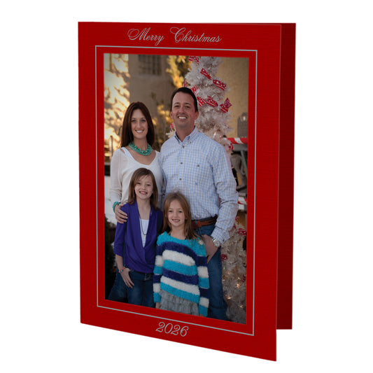 1450 - Red Pepper Linen, Merry Christmas 2026, Vertical, Set of 10 cards