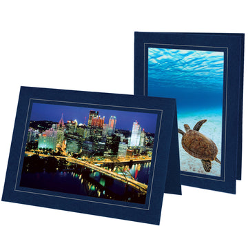 1459 - Deep Blue, Silver Border, Blank Back, set of 10 cards