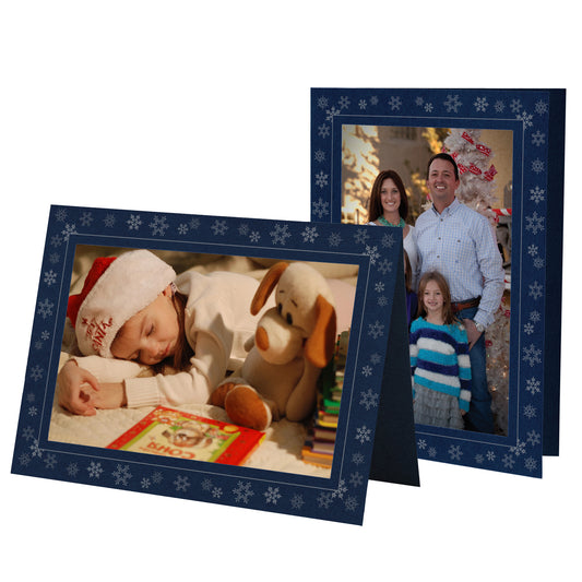 1494 - Deep Blue, Snowflake Design, Large window, Blank Back, set of 10 cards