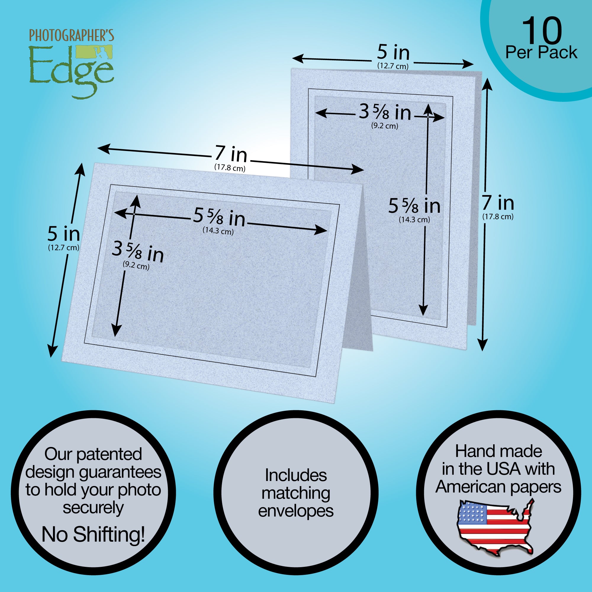 1554 - Ice Blue, Raven Black Border, Blank Back, set of 10 cards