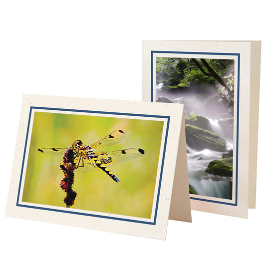 1565M - Natural, Midnight Blue Bold Border, Blank Back, set of 10 cards