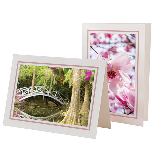 1609PSC - Bright White, Carnation Pastel Border, Blank Back, set of 10 cards