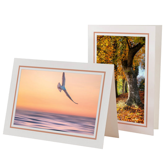 1609PT - Bright White, Cantaloupe Pastel Border, Blank Back, set of 10 cards