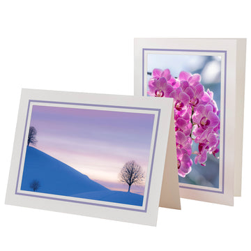 1609PV - Bright White, Lavender Pastel Border, Blank Back, set of 10 cards