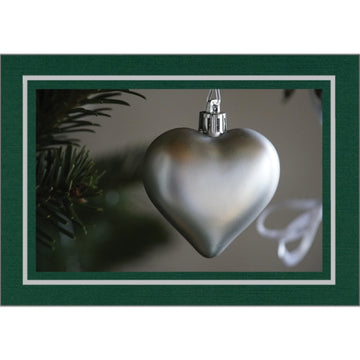 1614 - Pine Green Linen, Silver Foil Border, Blank Back, set of 10 cards