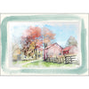 1627J - Bright White, Jade Slate Watercolor Border, Blank Back, set of 10 cards