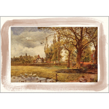 1627S - Bright White, Sandstone Watercolor Border, Blank Back, set of 10 cards
