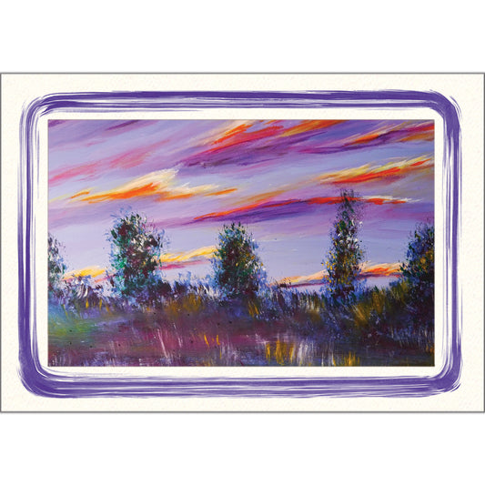 1628V - Bright White, Violet Paint Border, Blank Back, set of 10 cards