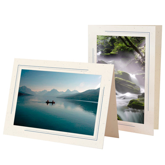 1630M - Natural, Midnight Blue 2-Tone Border, Blank Back, set of 10 cards
