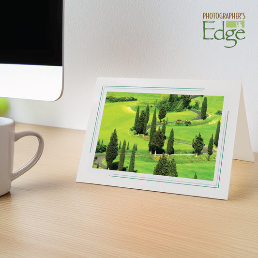 1631A - Bright White, Amazon Green 2-Tone Border, Blank Back, set of 10 cards