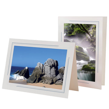 1631M - Bright White, Midnight Blue 2-Tone Border, Blank Back, set of 10 cards