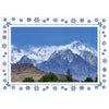 1644 - Snow White Linen, Blue Foil Snowflake Border, Blank Back, set of 10 cards