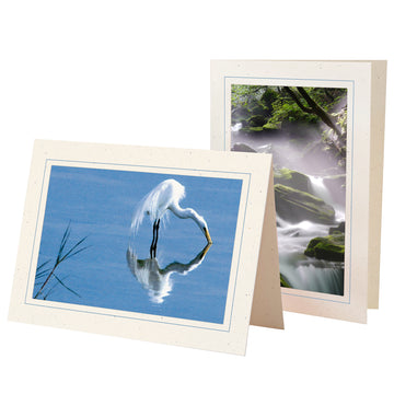 758B - Natural, Blue Mist Border, Blank Back, set of 10 cards