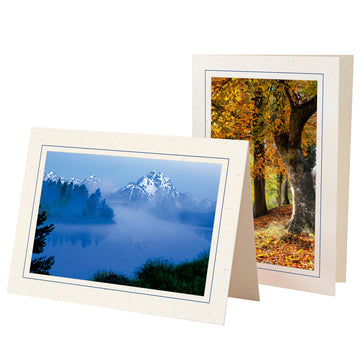 758M - Natural, Midnight Blue Border, Blank Back, set of 10 cards