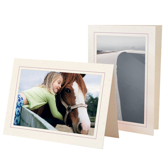 758R - Natural, Dusty Rose Border, Blank Back, set of 10 cards