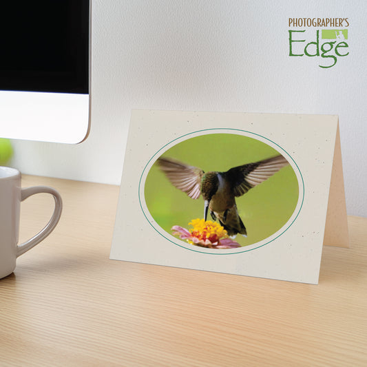 765A - Natural, Oval Window, Amazon Green Border, Blank Back, set of 10 cards