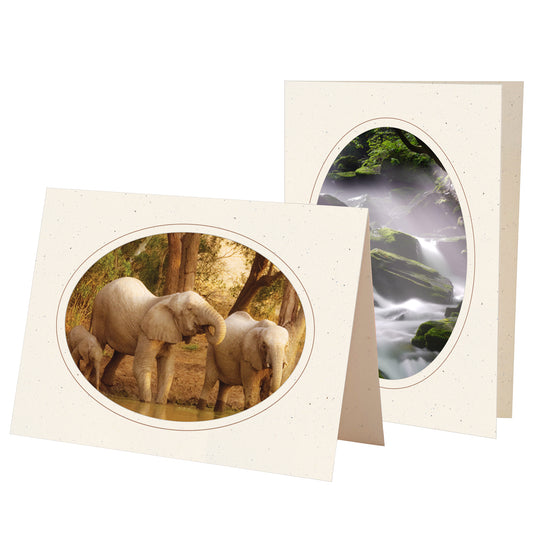 765S - Natural, Oval Window, Sandstone Border, Blank Back, set of 10 cards