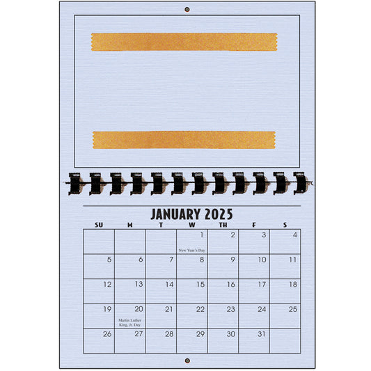 A1206BB - 2025 Horizontal Calendar BABY BLUE LINEN